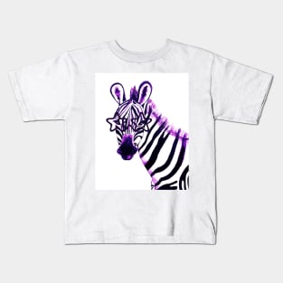 Neon zebra with star glasses Kids T-Shirt